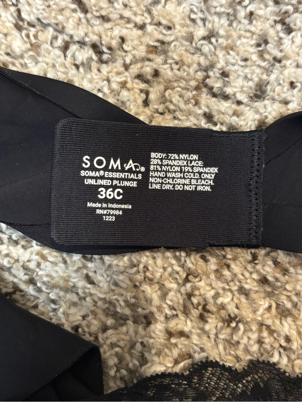 Soma Black Lace-Trim Plunge Bra - Picture 5 of 5
